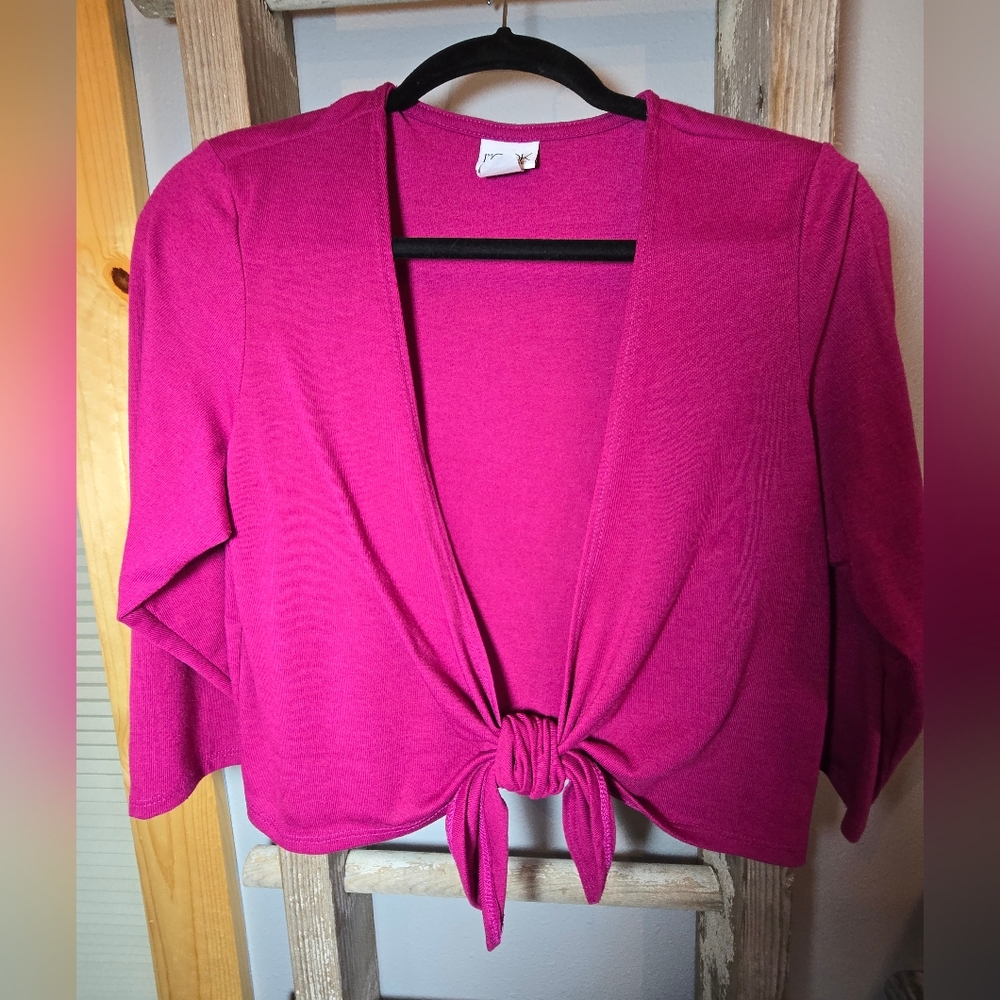 The Look Pink Tie-Front Cardigan size Medium